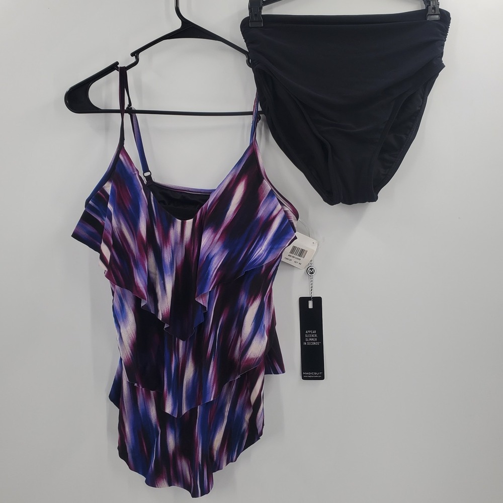Magicsuit Miraclesuit Purple Tankini Rita 8 Swimsuit Ruffled 2 Piece NEW